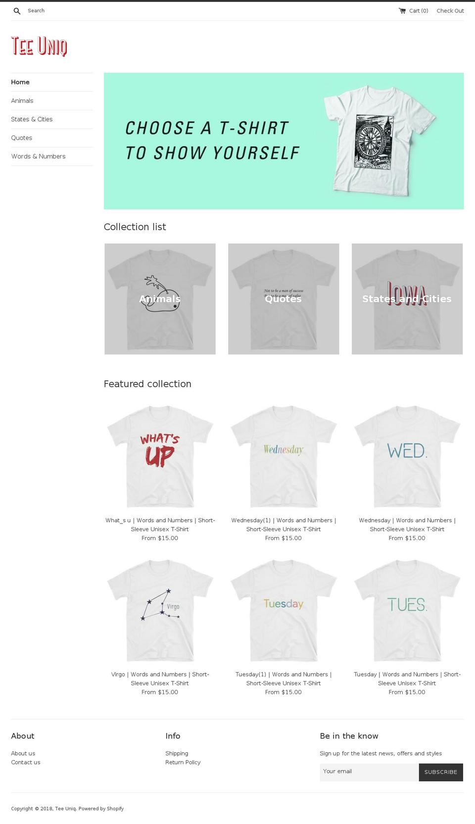 teeuniq.com — Shopify storefront screenshot