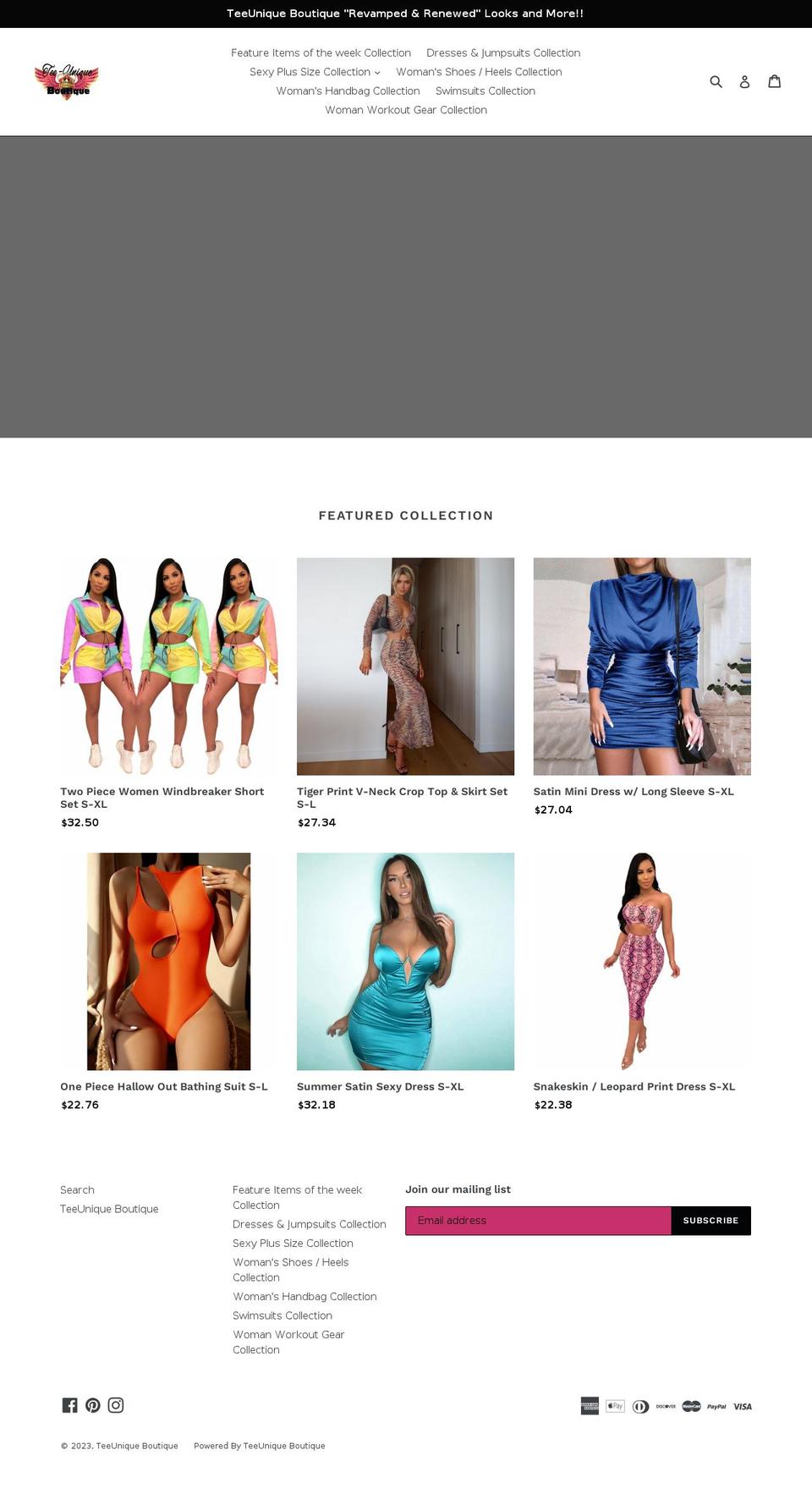 teeuniqueboutique.com shopify website screenshot