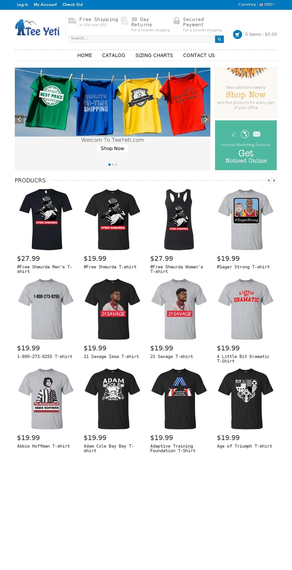 teeyeti.com shopify website screenshot