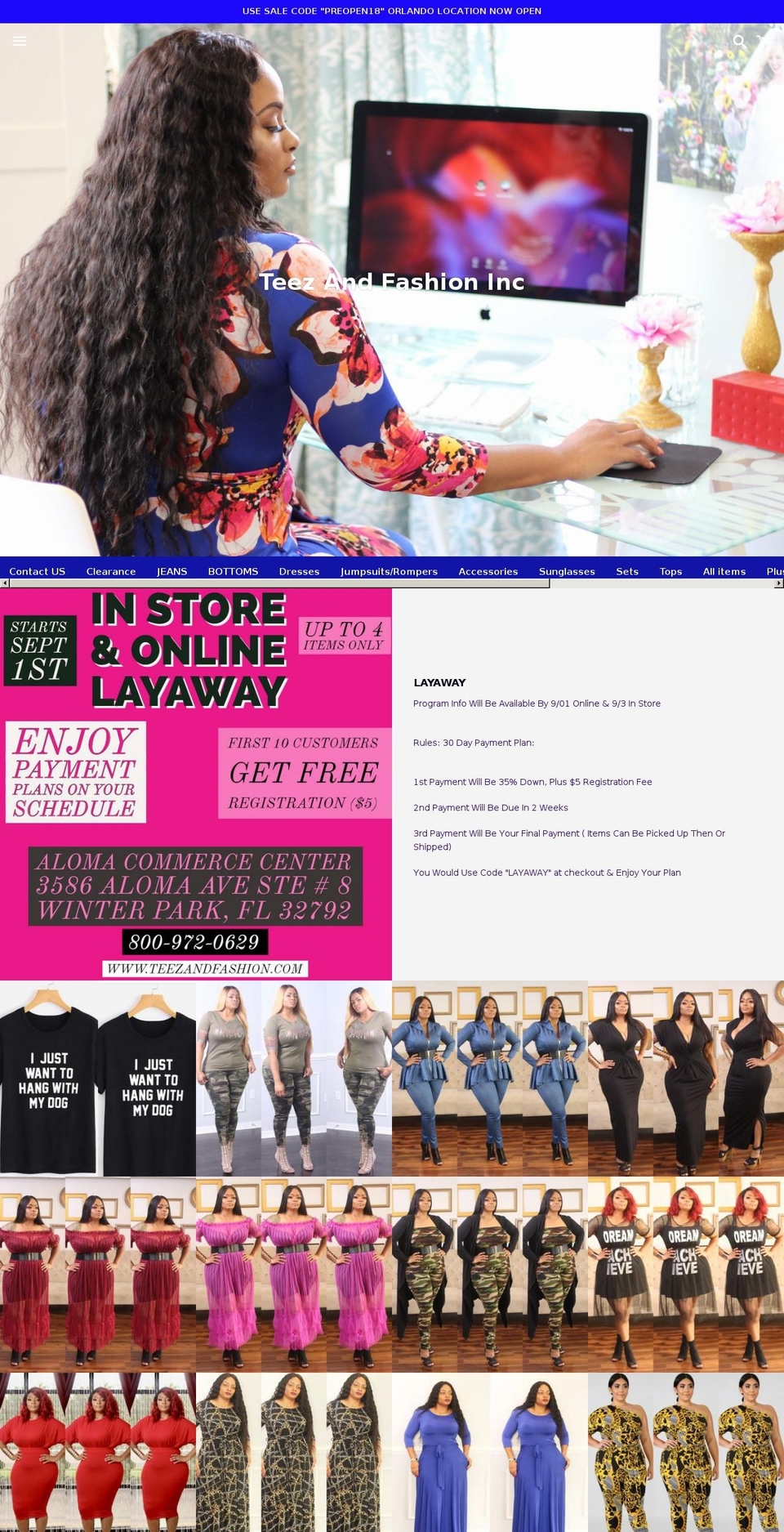 teezandfashion.com — Shopify storefront screenshot