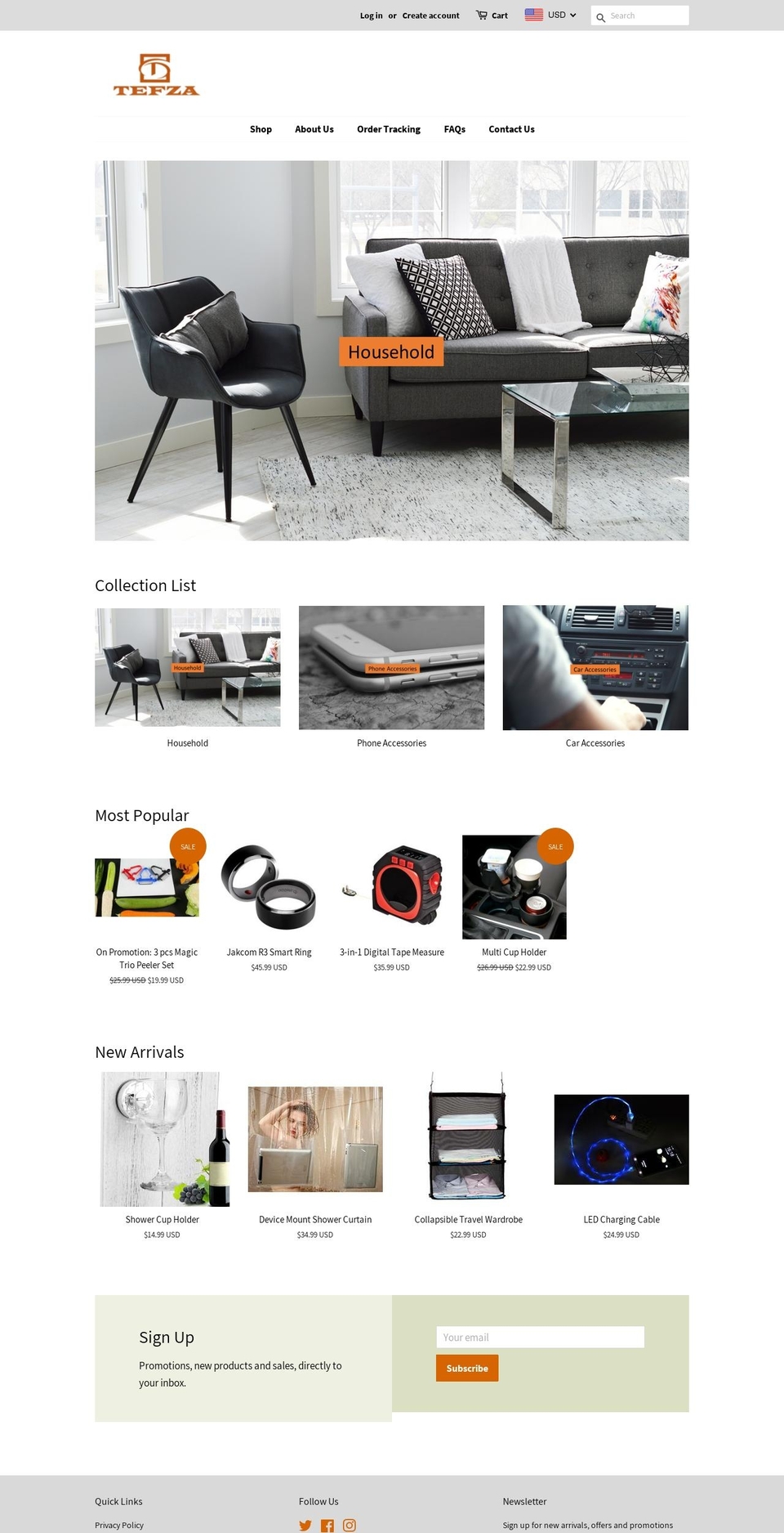 tefza.com shopify website screenshot