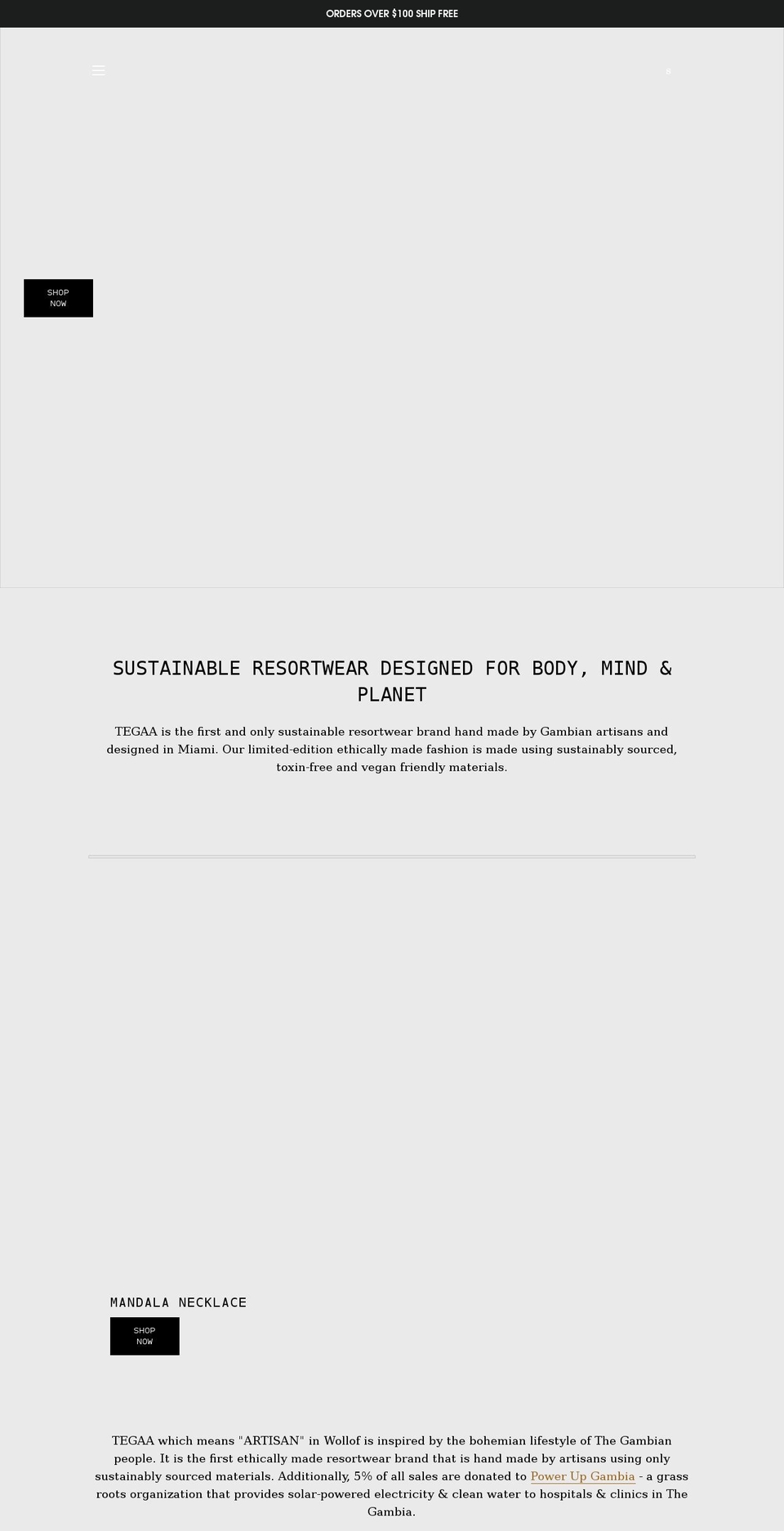 tegaa.com shopify website screenshot