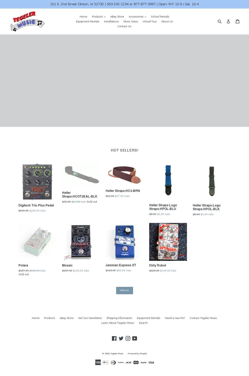 tegelermusic.com shopify website screenshot
