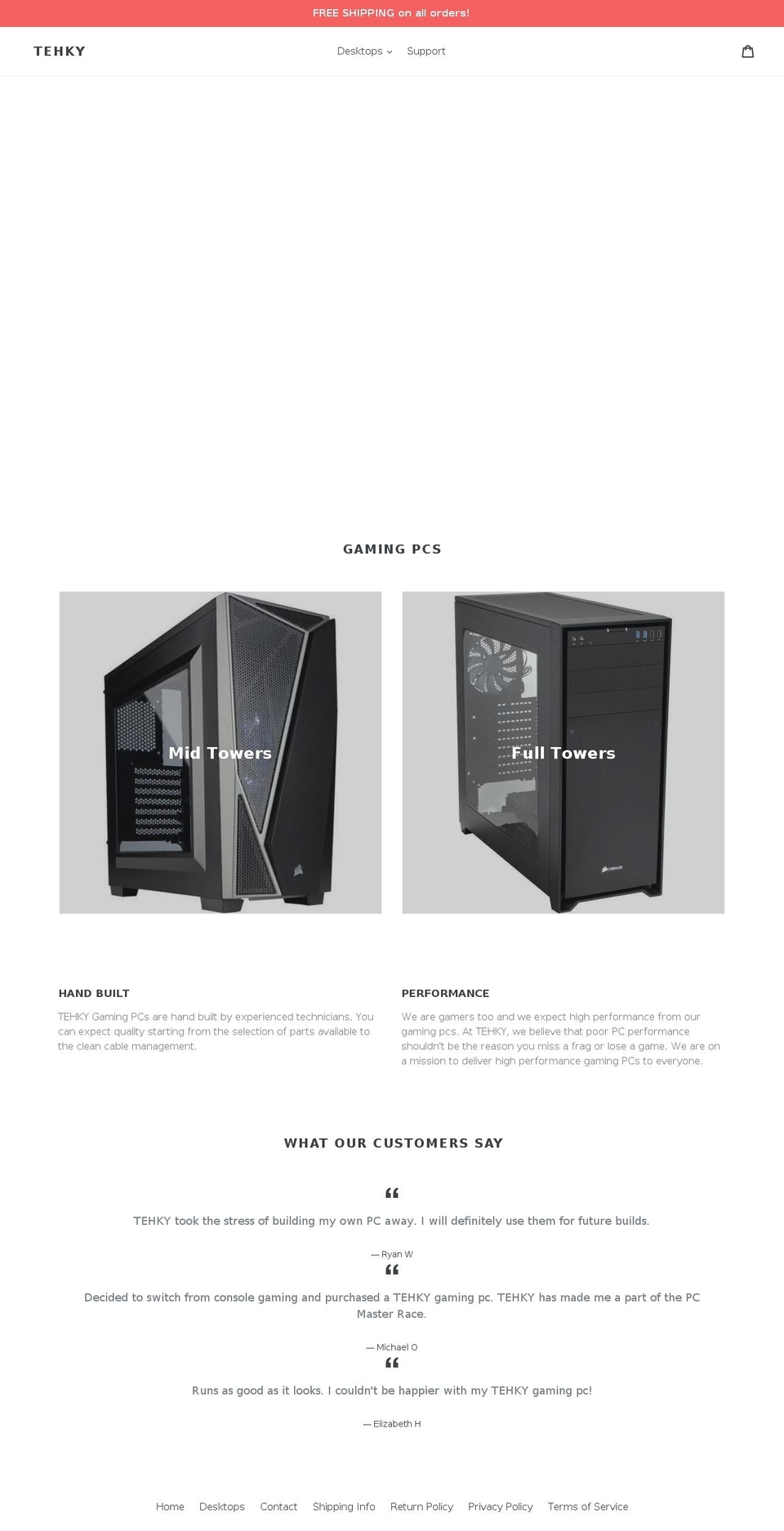 tehky.com shopify website screenshot