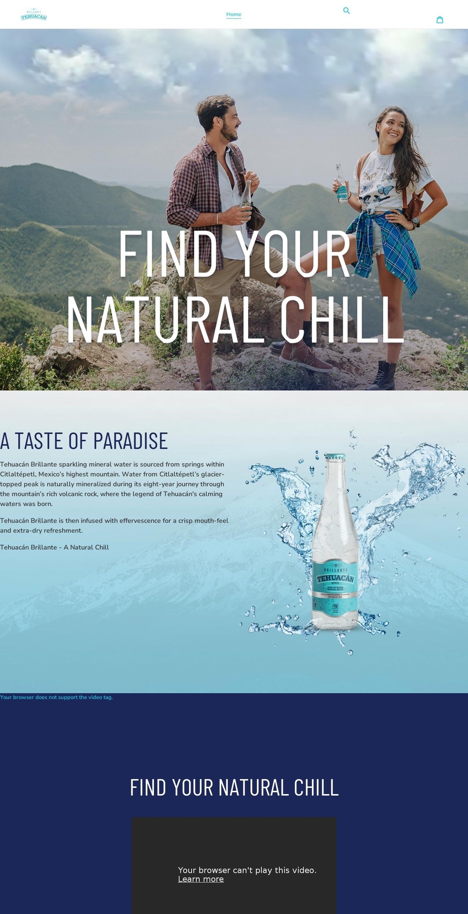 tehuacanwater.com shopify website screenshot