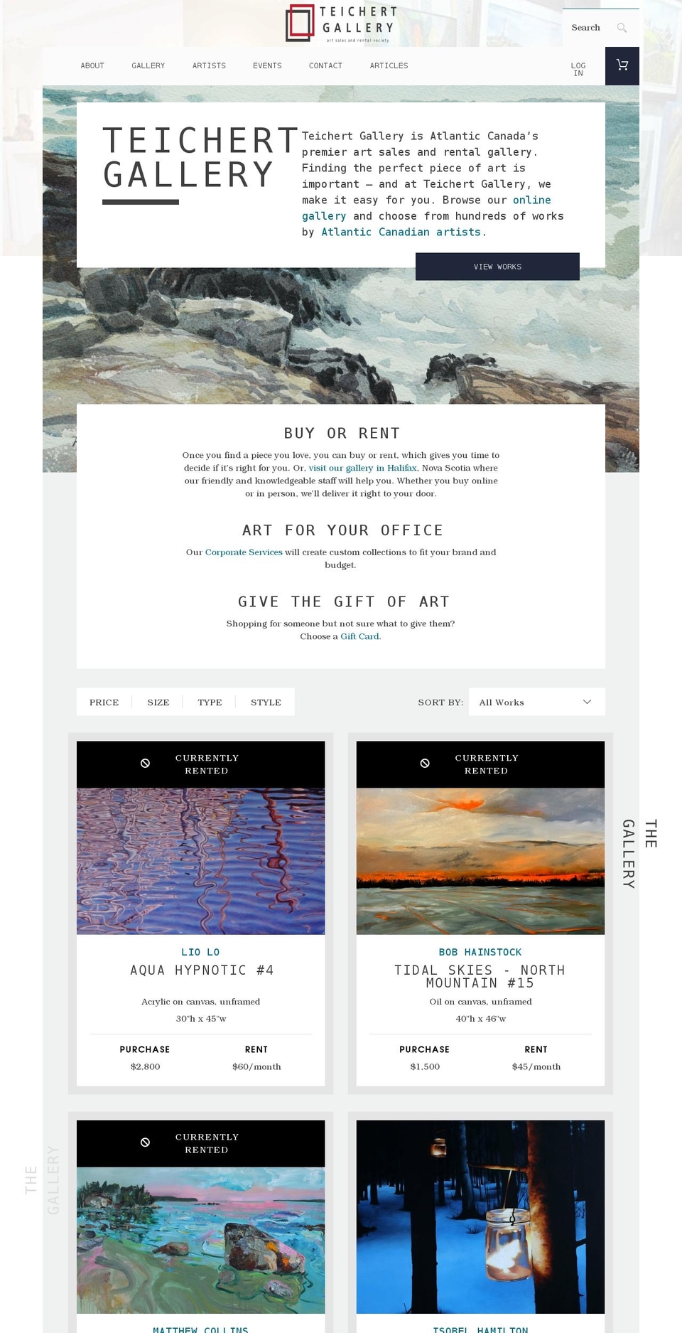 teichertgallery.ca shopify website screenshot