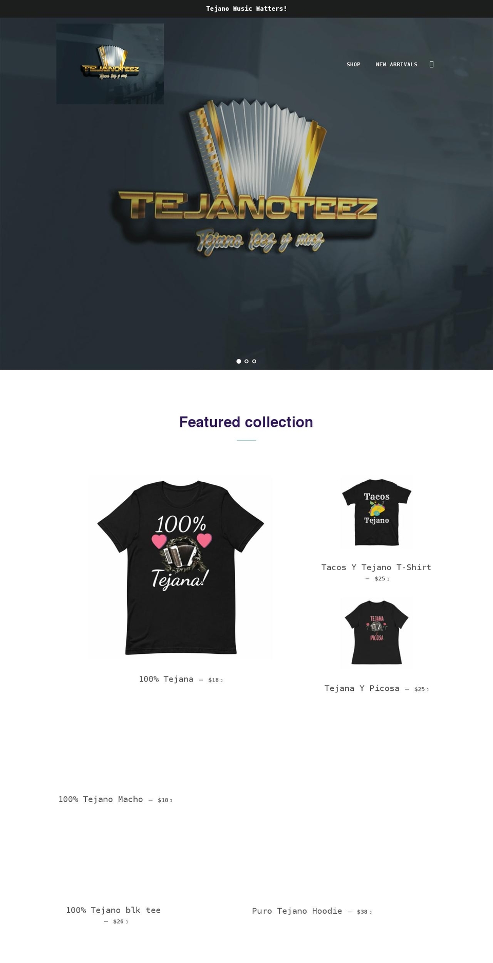 tejanoteez.com shopify website screenshot