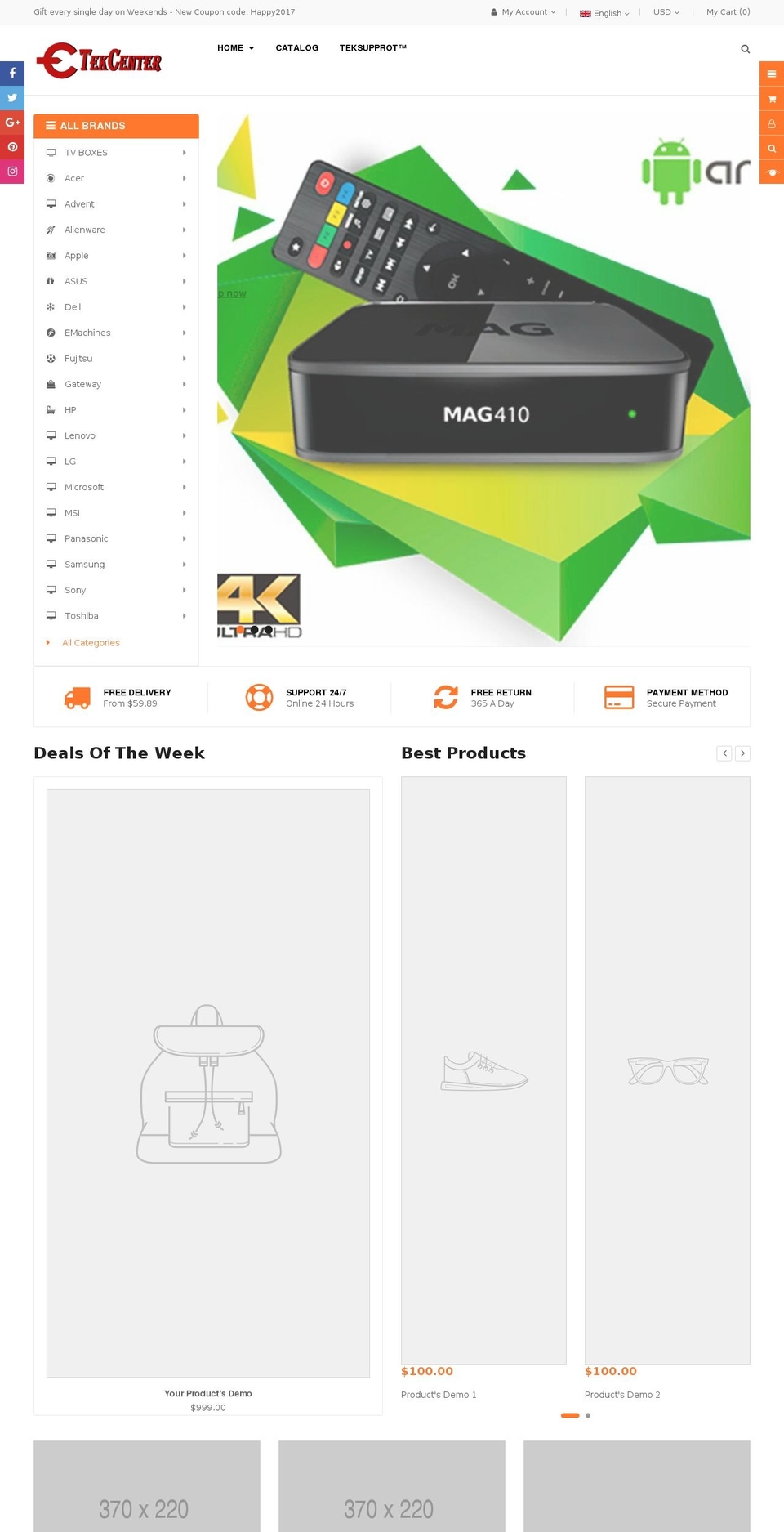 tekcenter.net shopify website screenshot