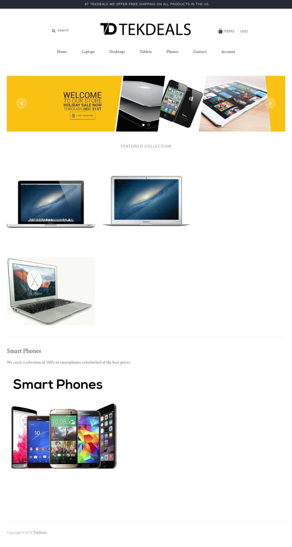 tekdeals.com shopify website screenshot