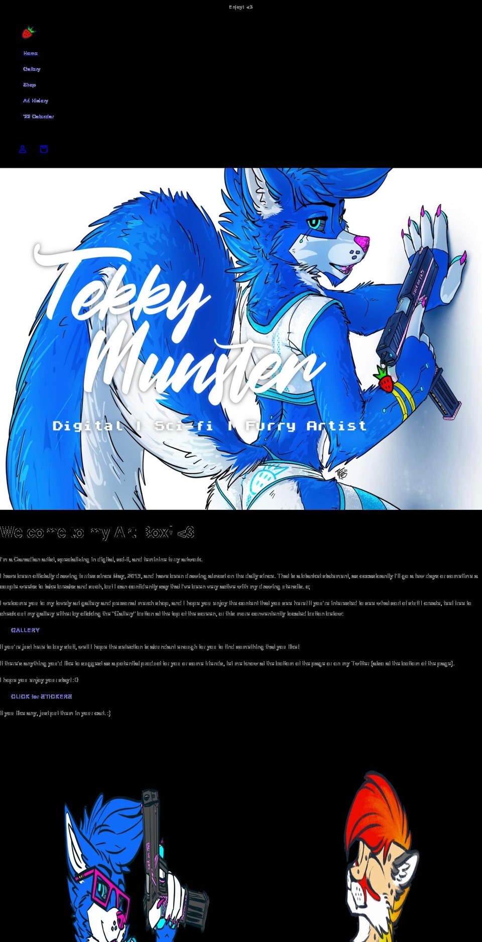 tekkysartbox.com shopify website screenshot