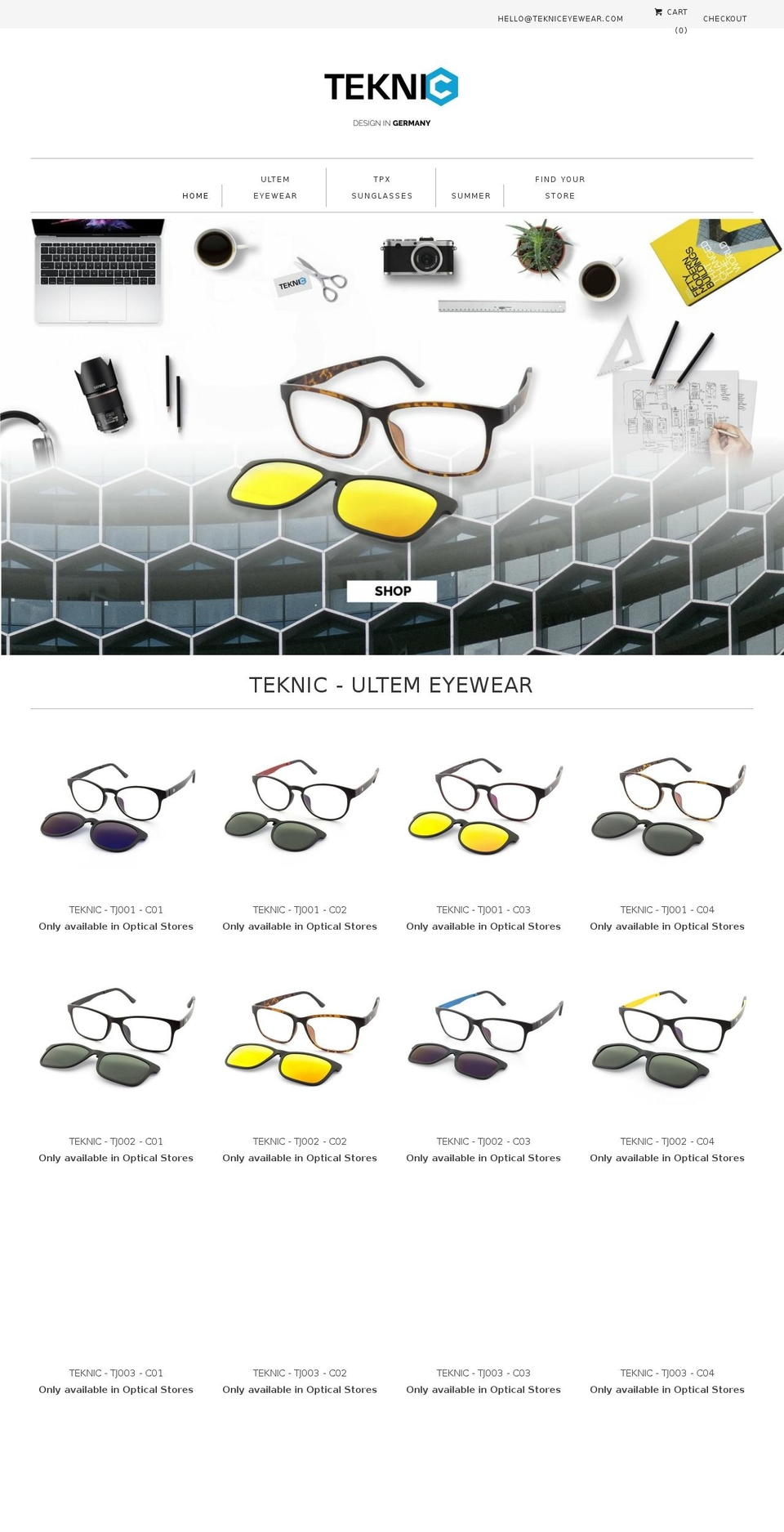 tekniceyewear.com shopify website screenshot