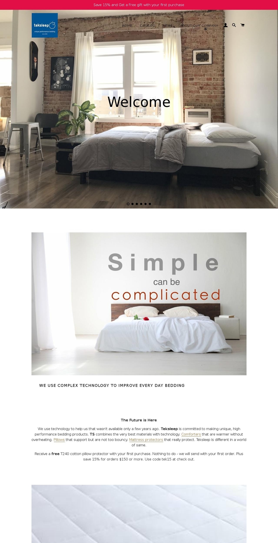 teksleep.com shopify website screenshot