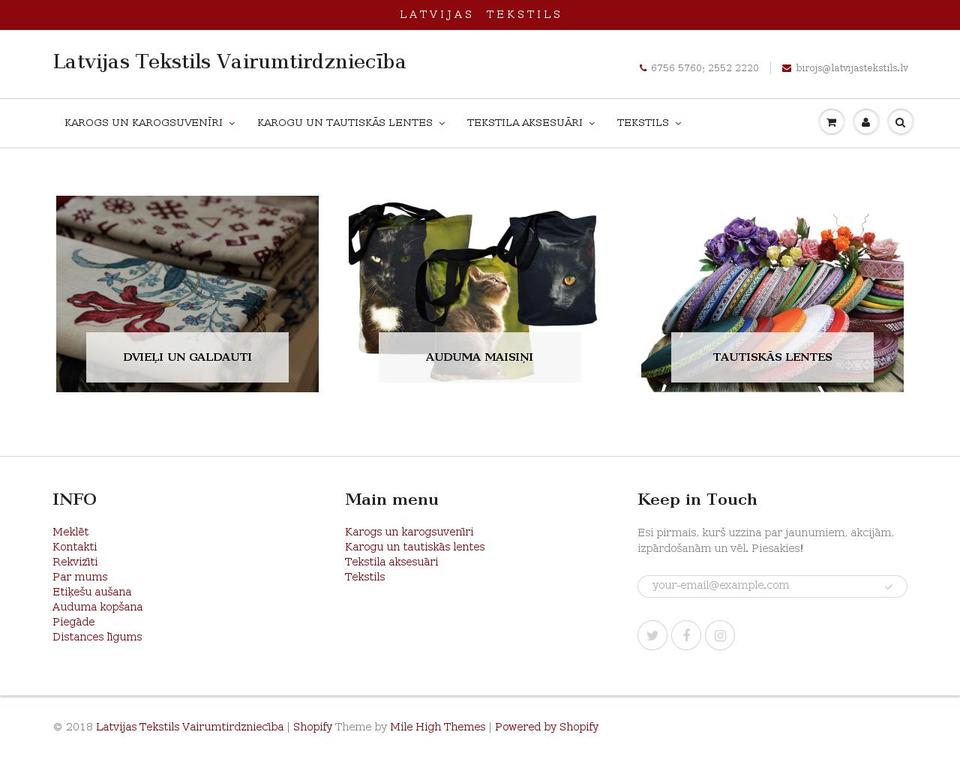 tekstilfabrika.lv shopify website screenshot