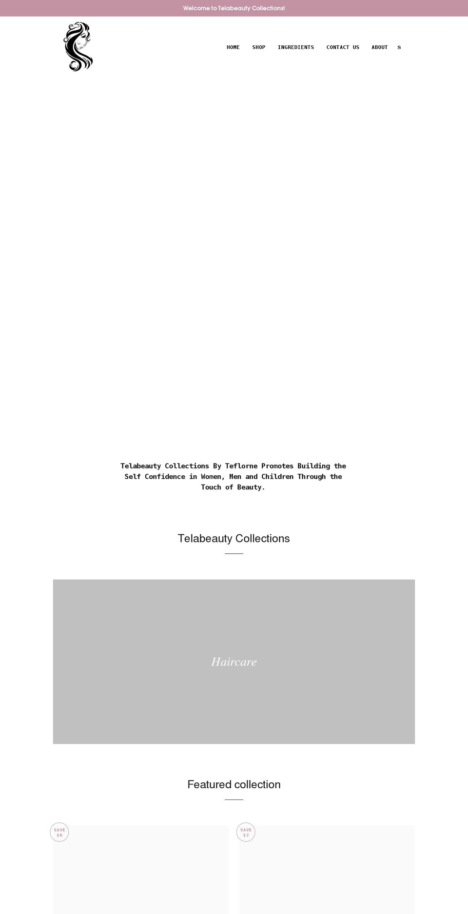 telabeautycollections.com shopify website screenshot