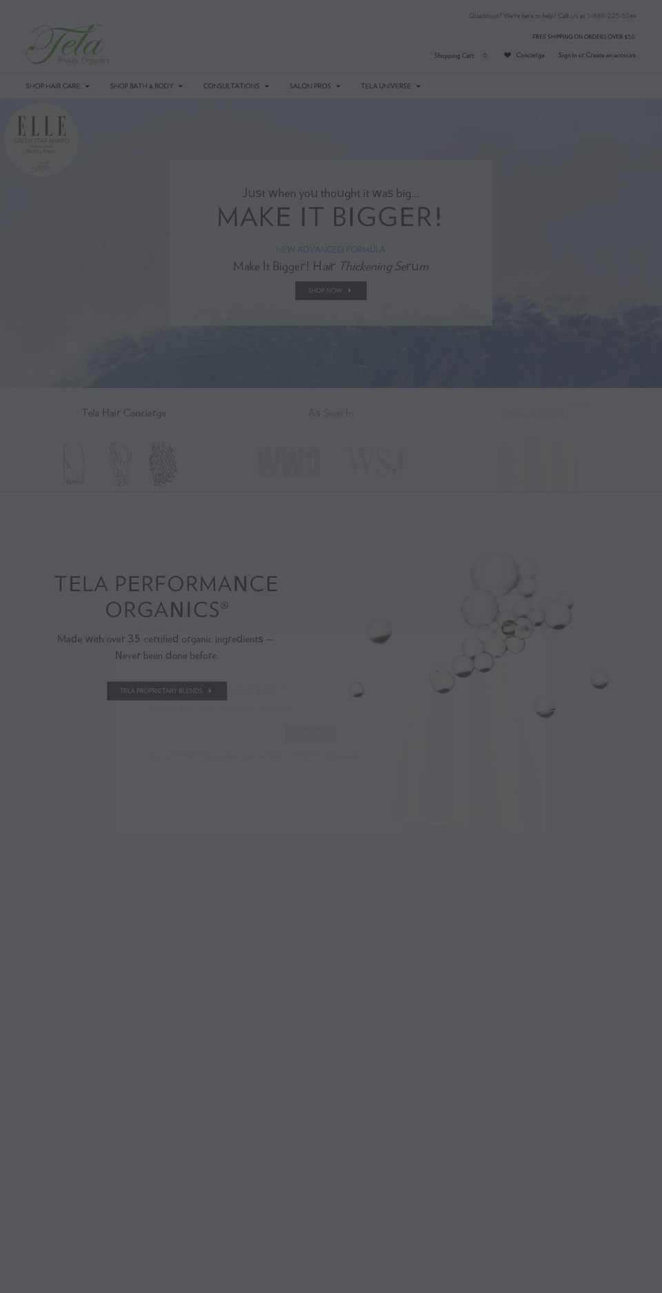 telabeautyorganics.com shopify website screenshot