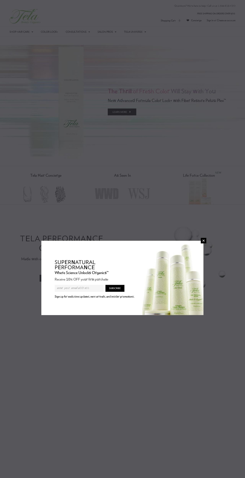 telabeautyorganics.info shopify website screenshot