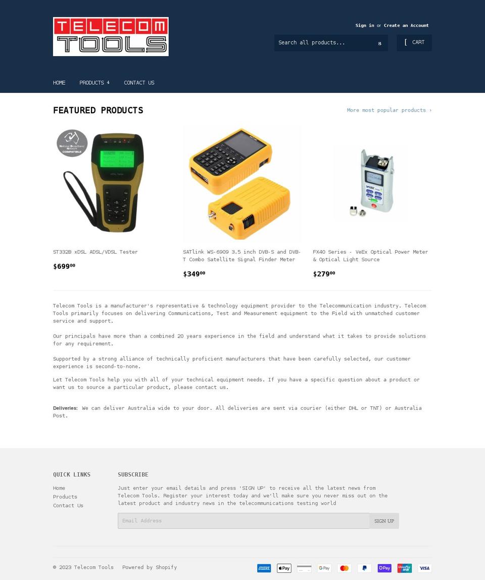 telecomtools.com.au shopify website screenshot