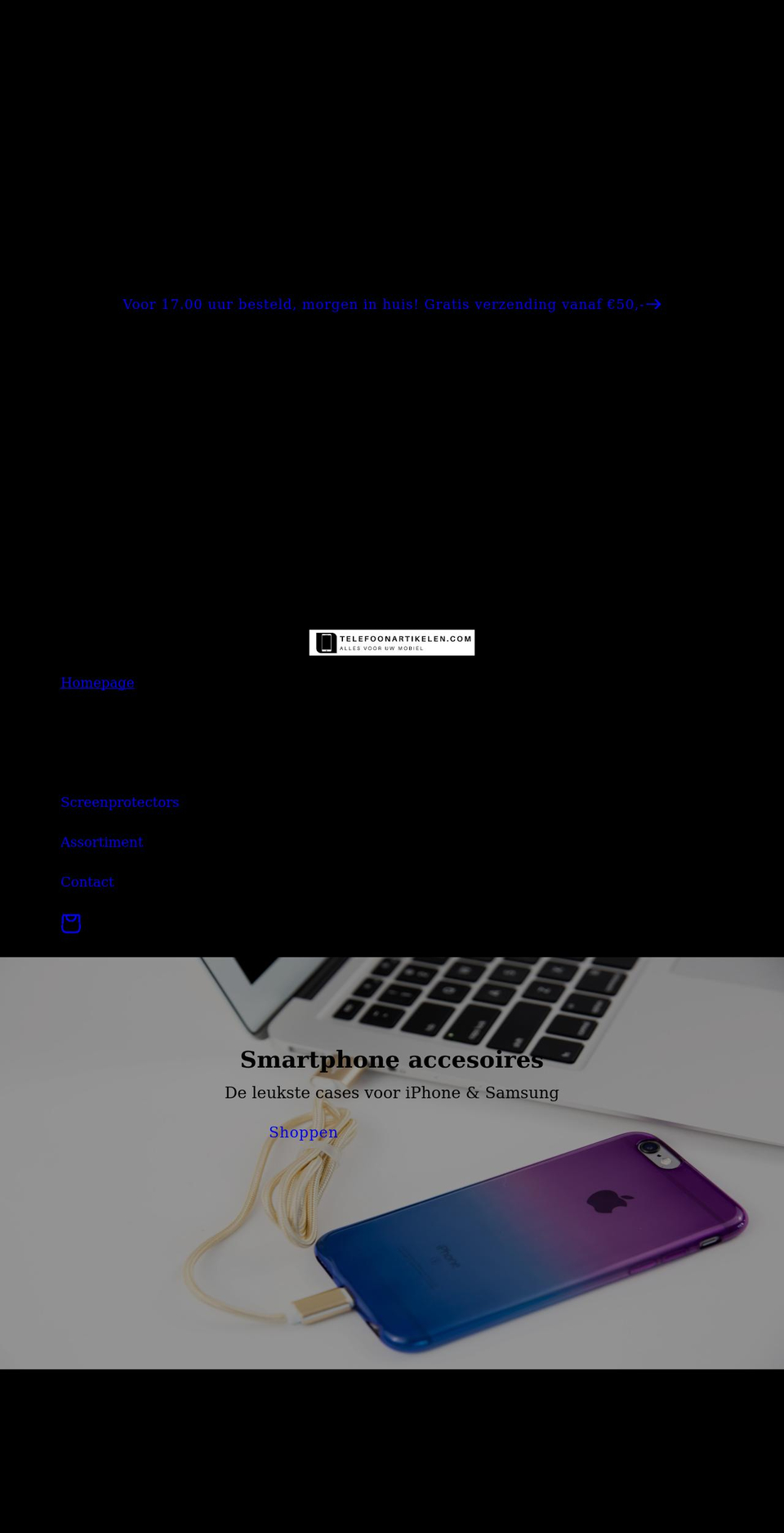 telefoonartikelen.com shopify website screenshot