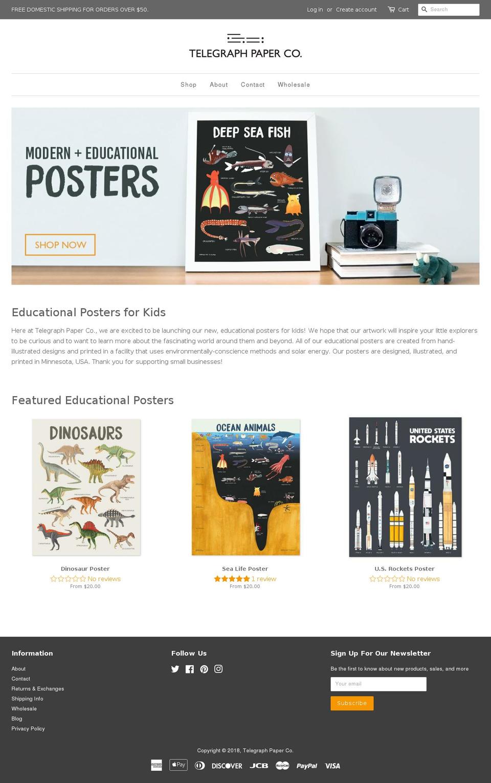 telegraphpaperco.com shopify website screenshot