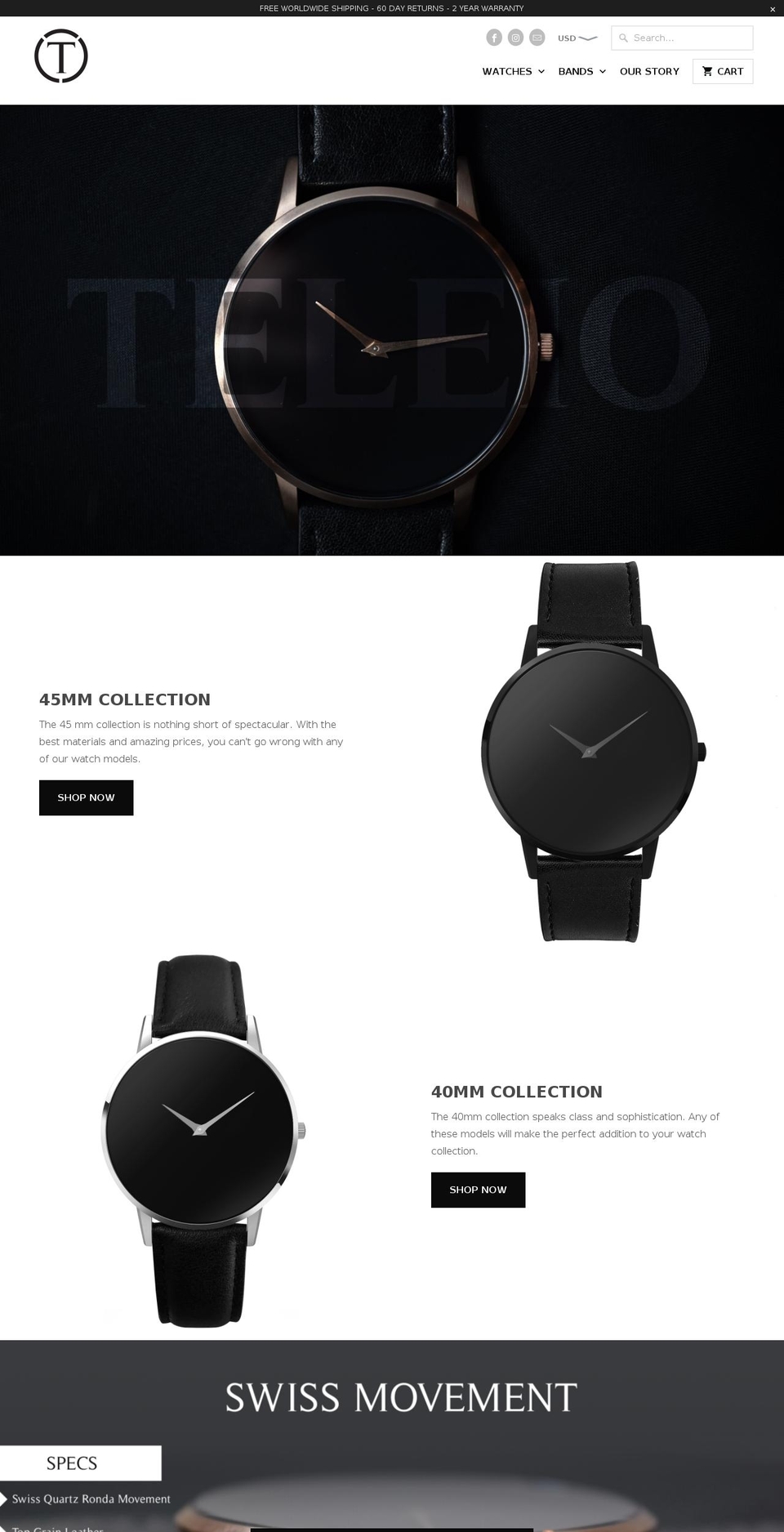 teleiowatches.com shopify website screenshot