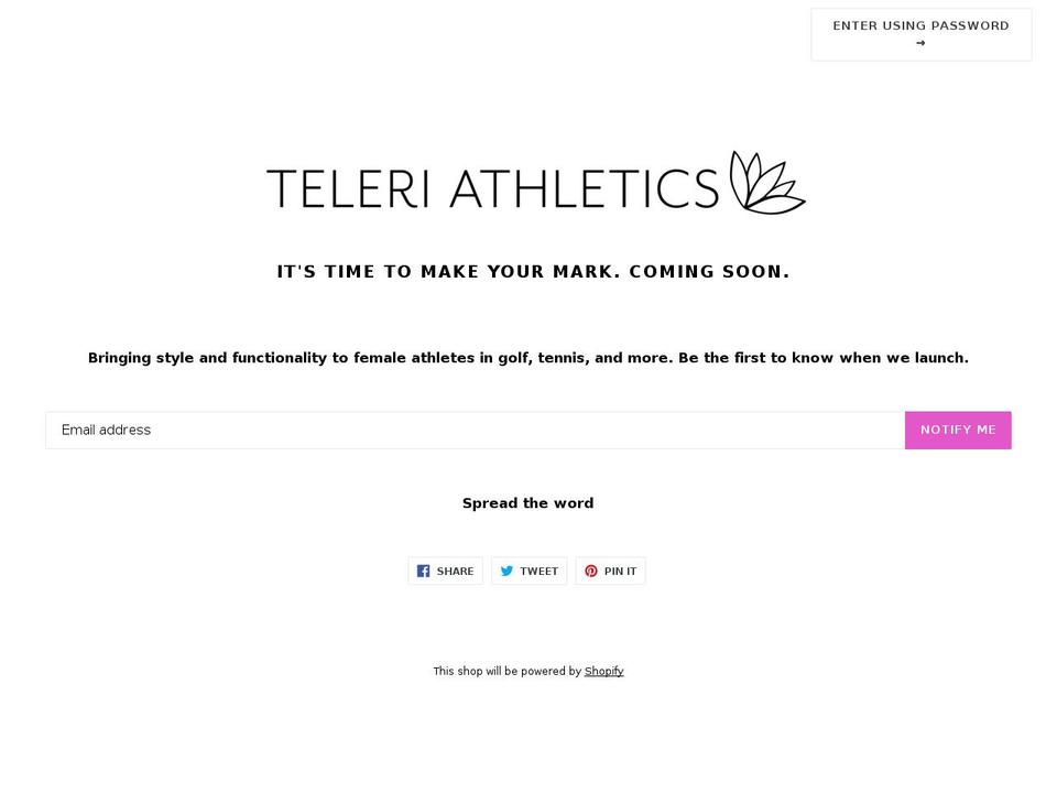 teleriathletics.com — Shopify storefront screenshot