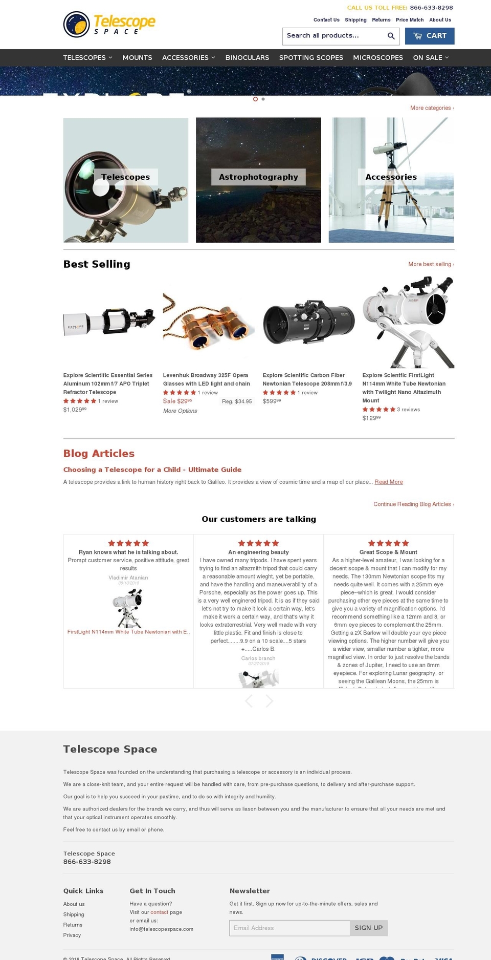 telescopespace.com — Shopify storefront screenshot