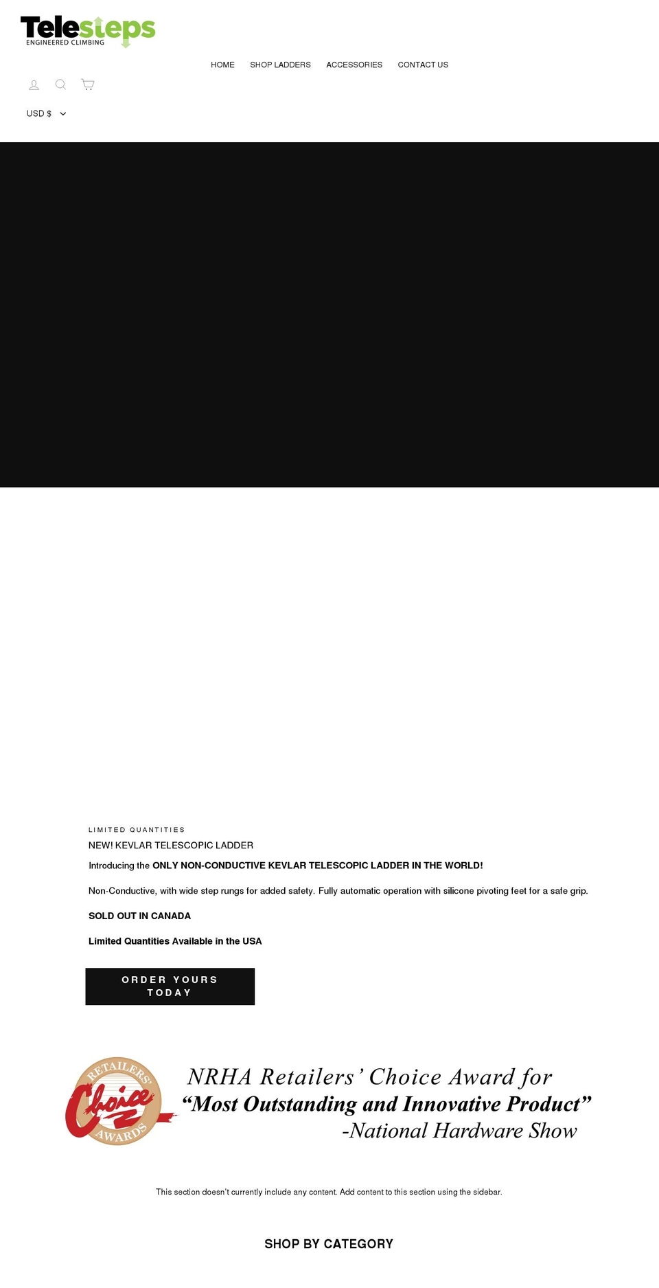 telestepsladders.com shopify website screenshot