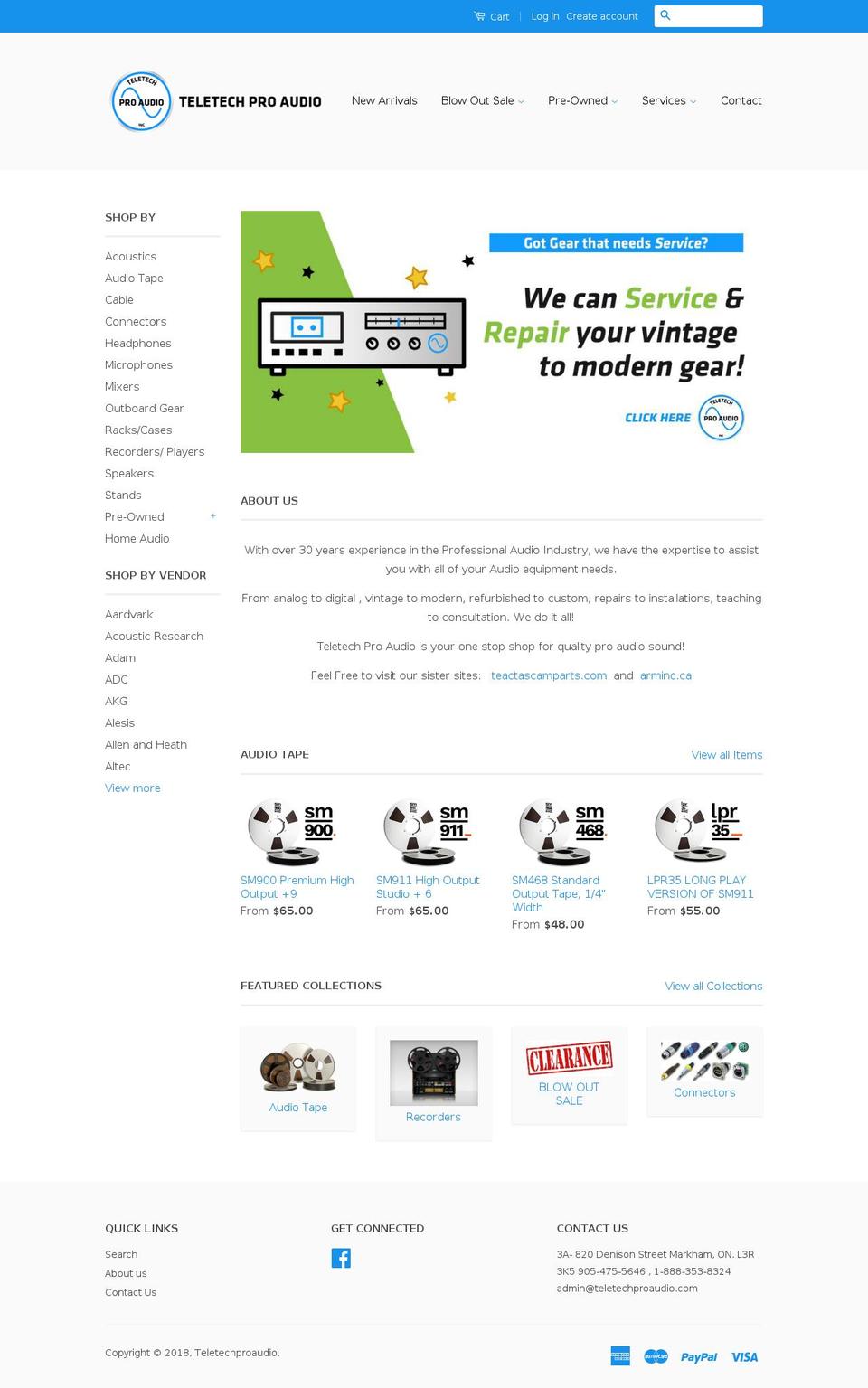 teletech.ca shopify website screenshot