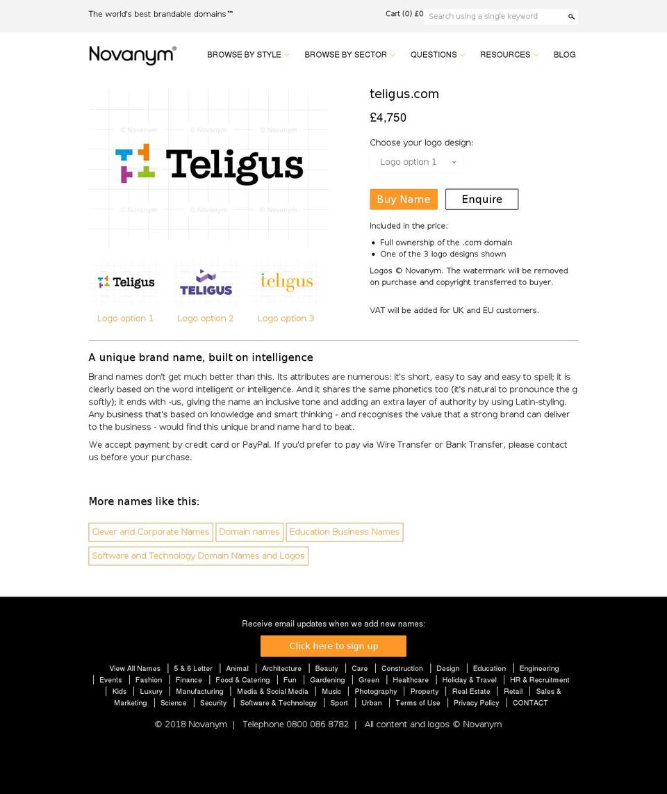 teligus.com — Shopify storefront screenshot