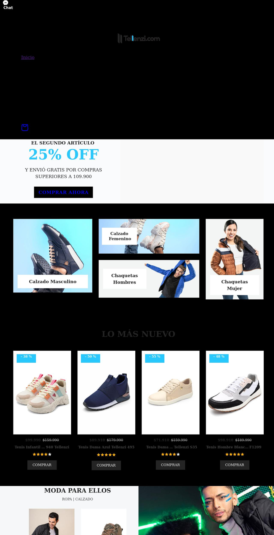 tellenzi.com shopify website screenshot