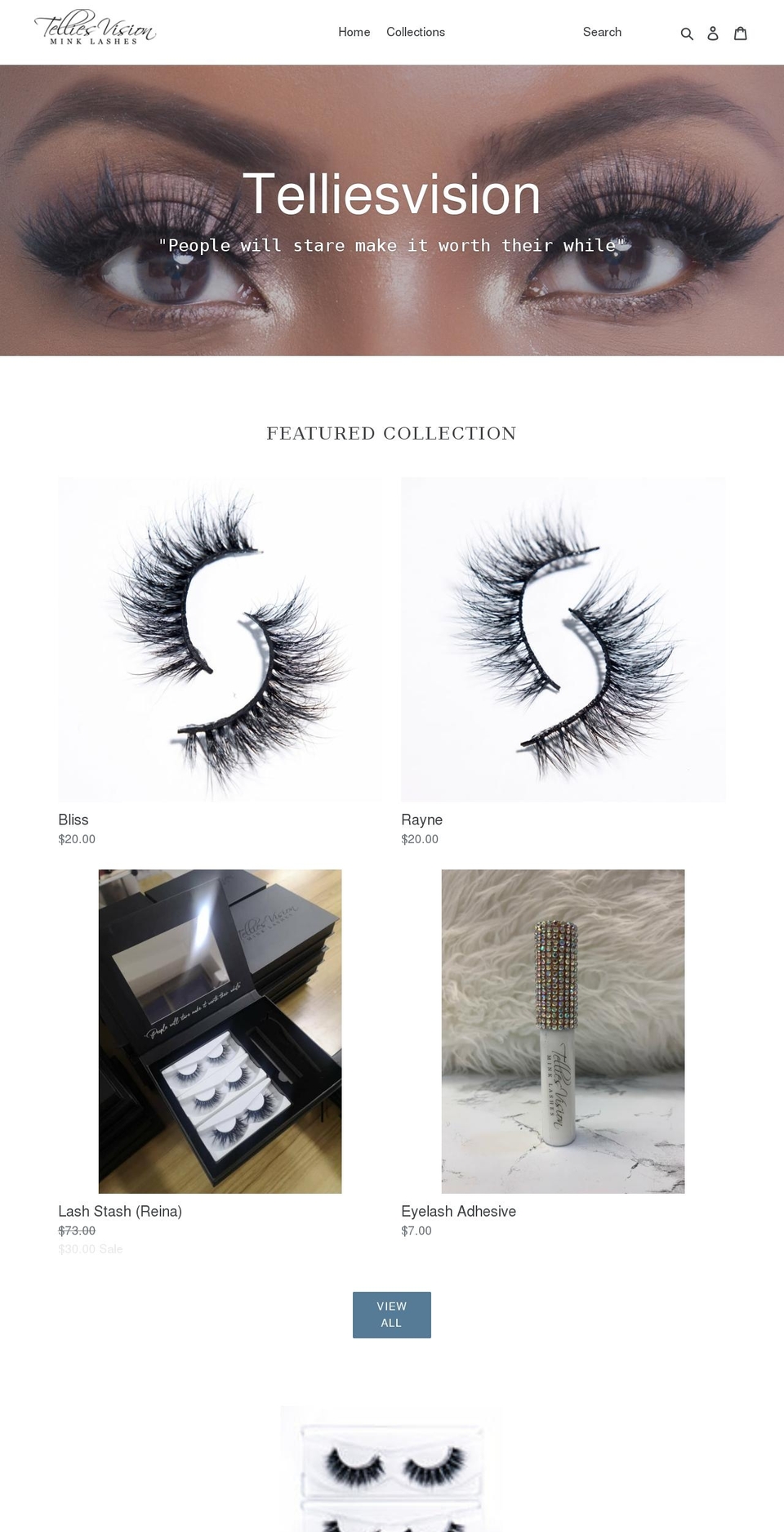 telliesvisioncosmetics.com shopify website screenshot