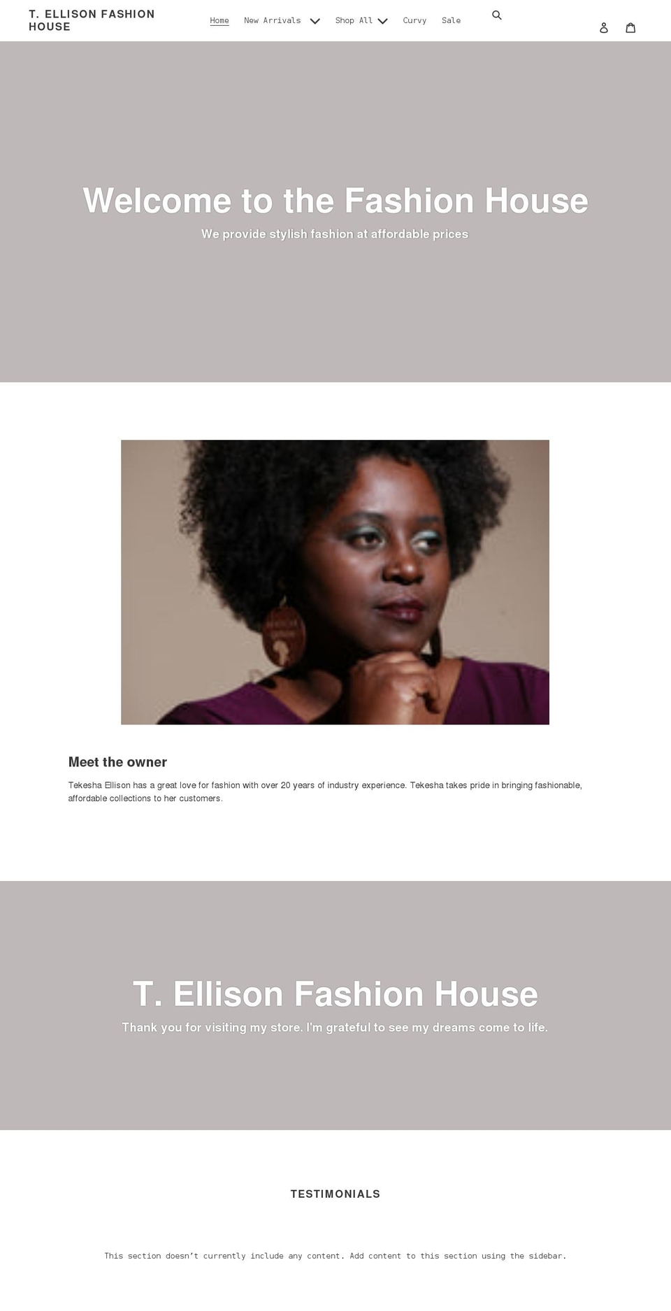 tellisonfashionhouse.com shopify website screenshot