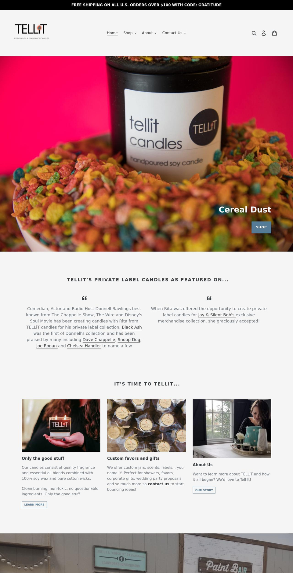 tellitcandles.com shopify website screenshot