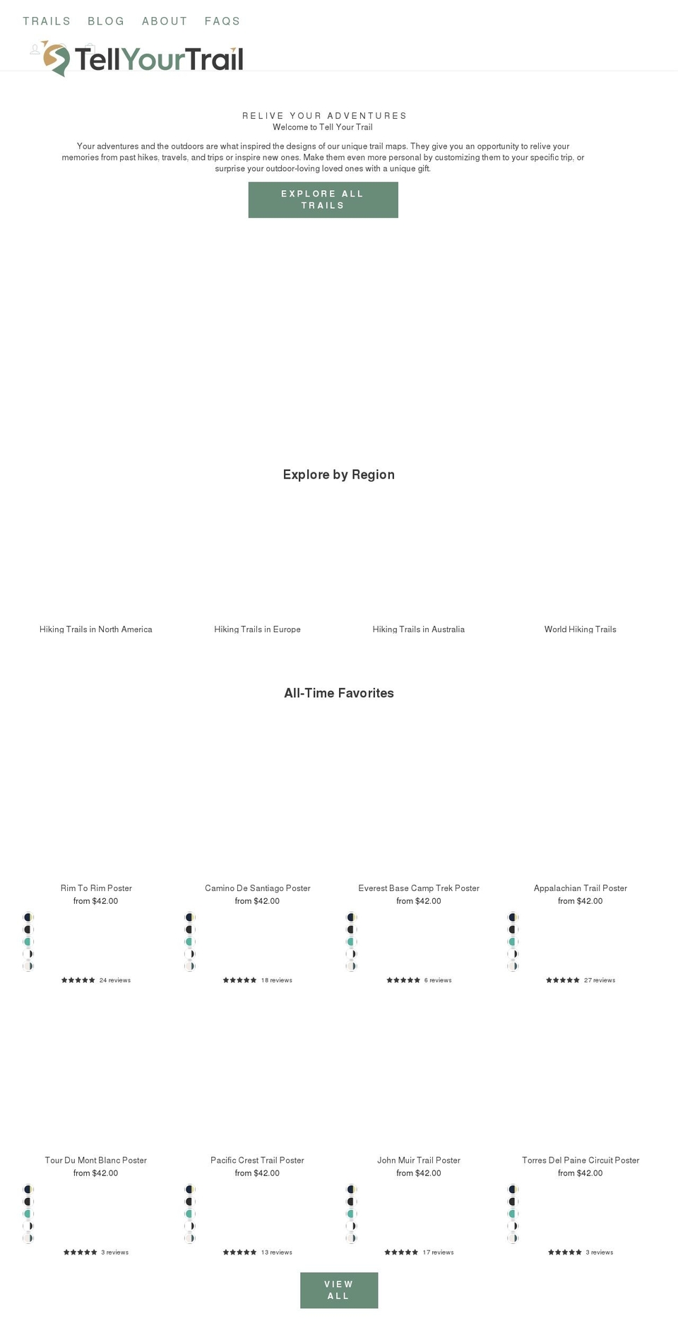 tellyourtrail.com shopify website screenshot