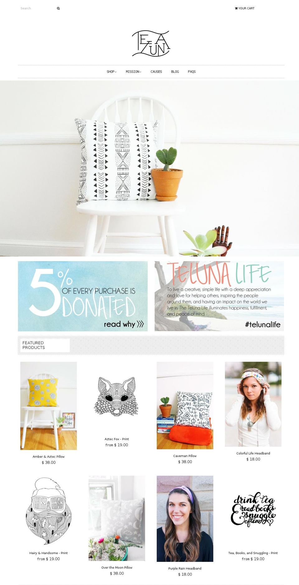 telunalife.com shopify website screenshot