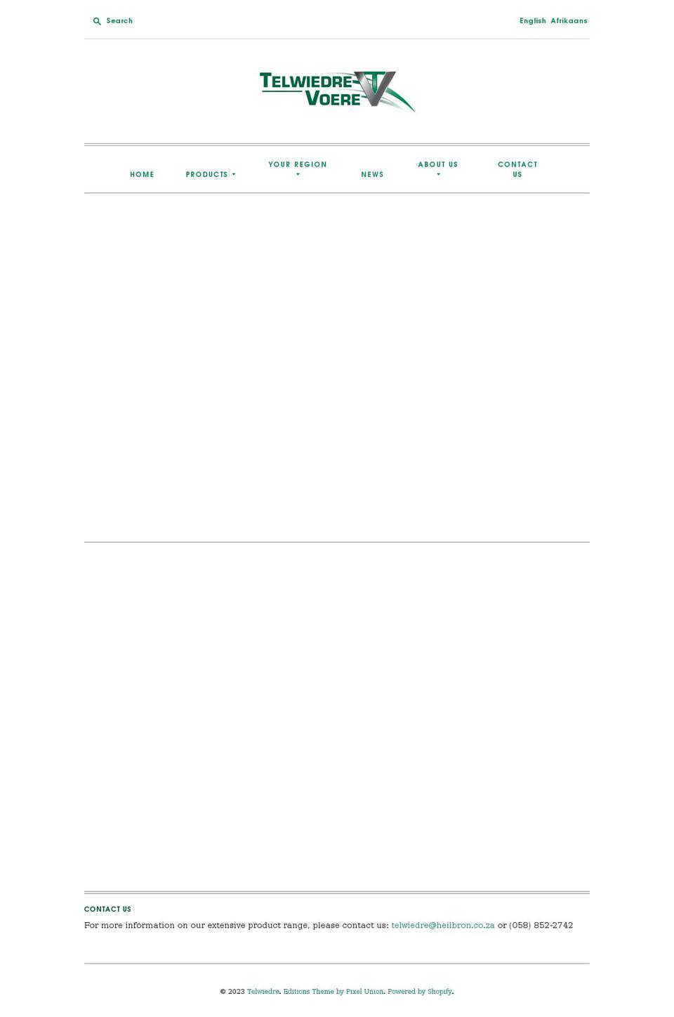 telwiedre.co.za shopify website screenshot