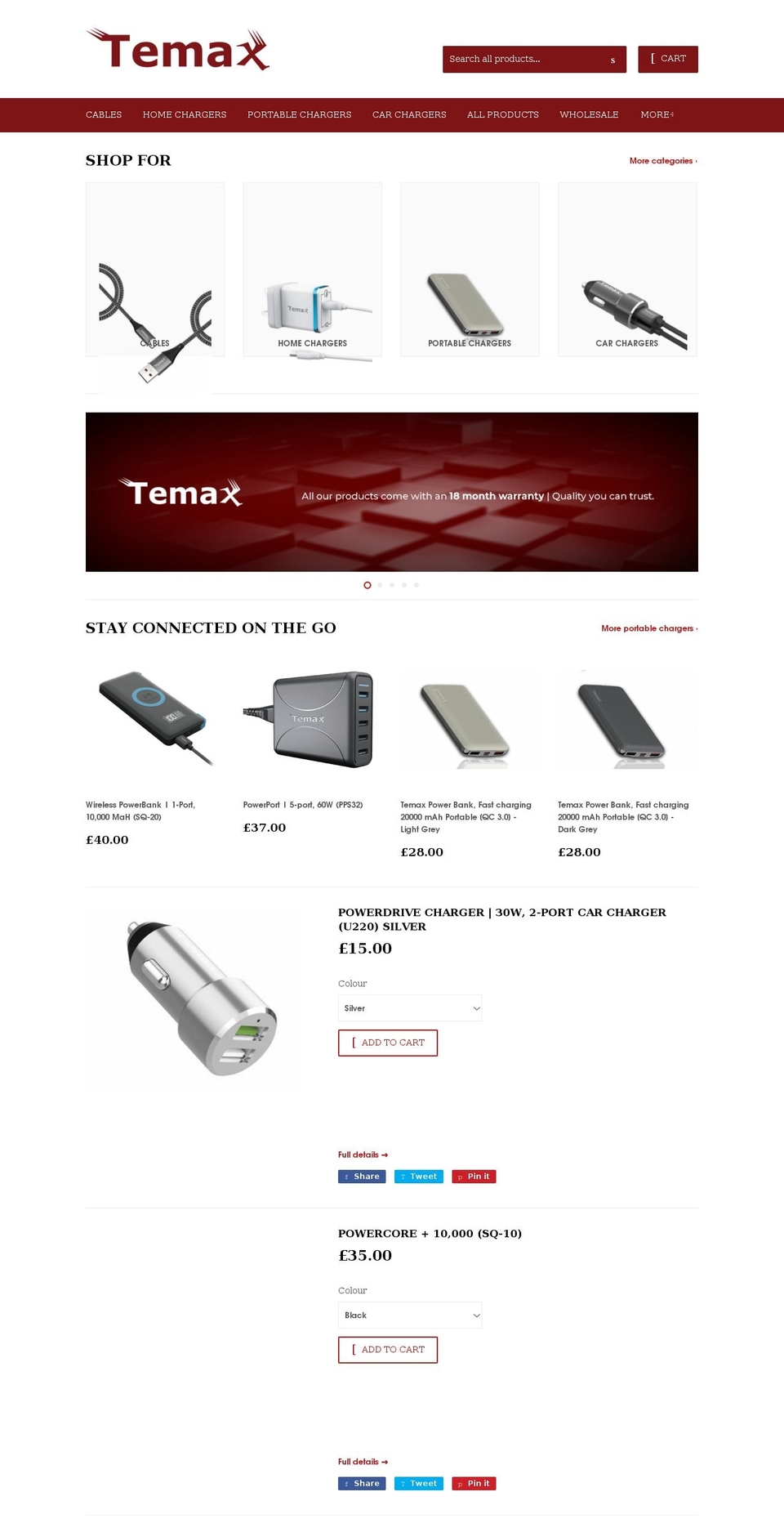 temaxuk.com — Shopify storefront screenshot