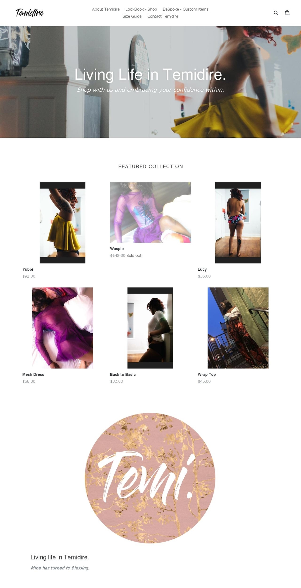temidire.com — Shopify storefront screenshot