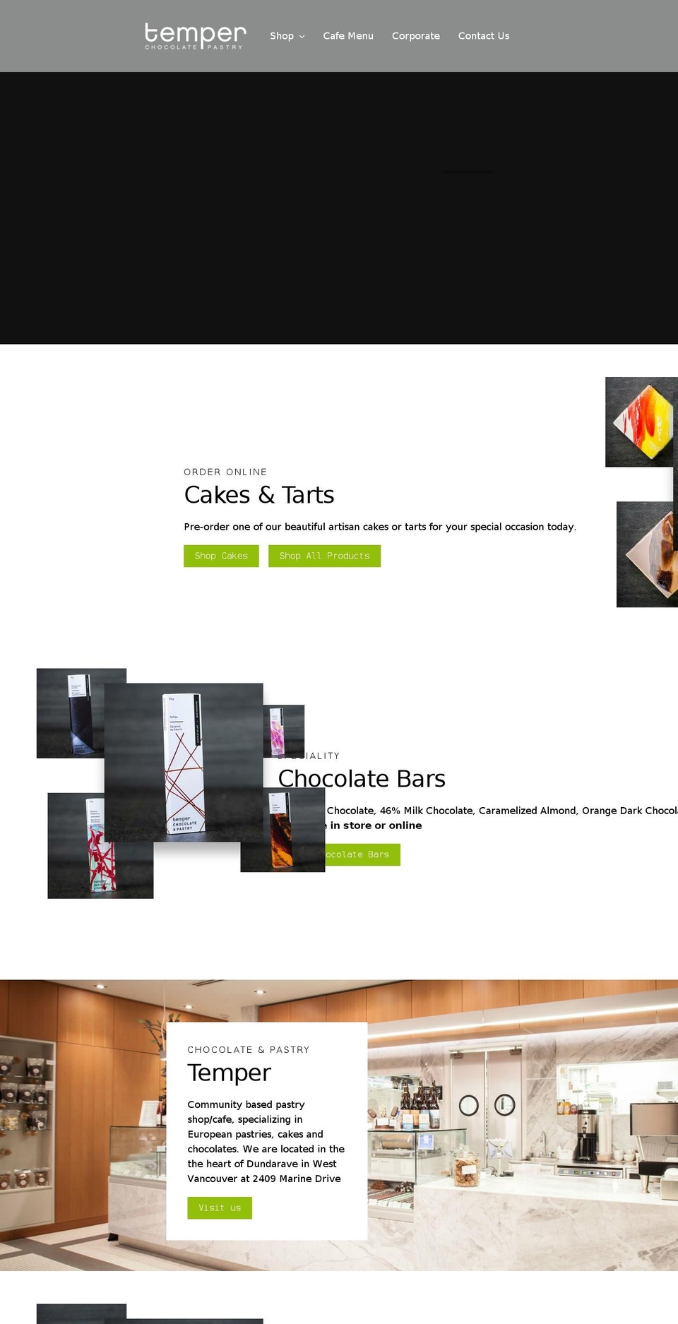 Temper Shopify theme site example temperchocolate.com