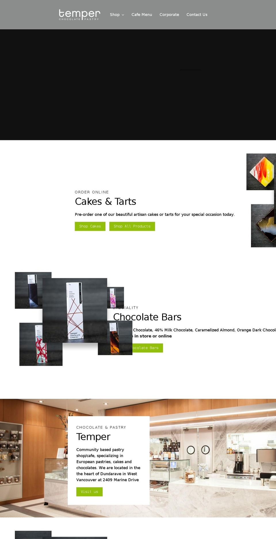 Temper Shopify theme site example temperpastry.com