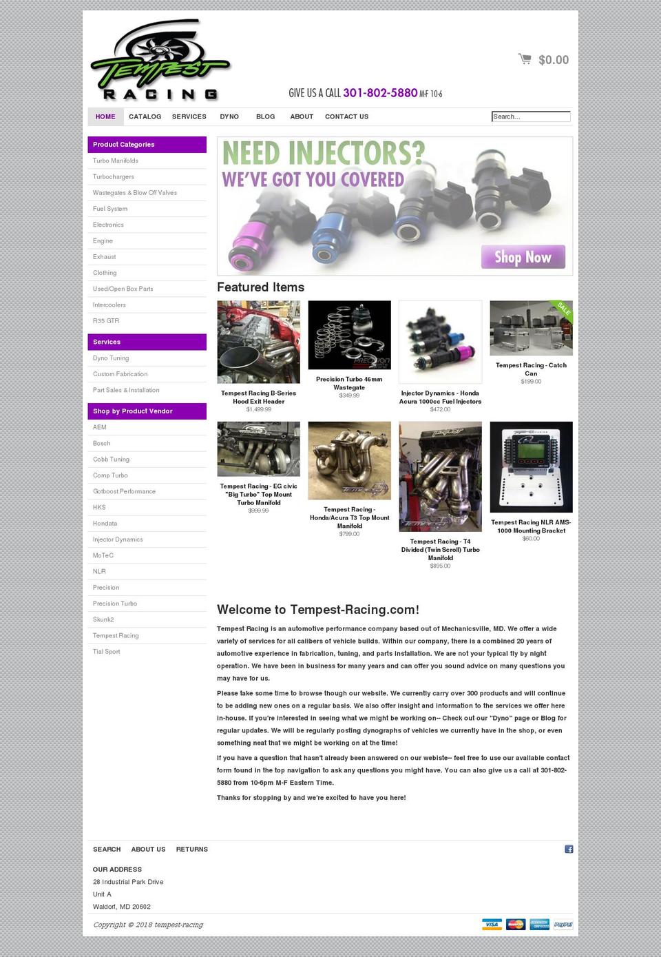tempest-racing.com — Shopify storefront screenshot