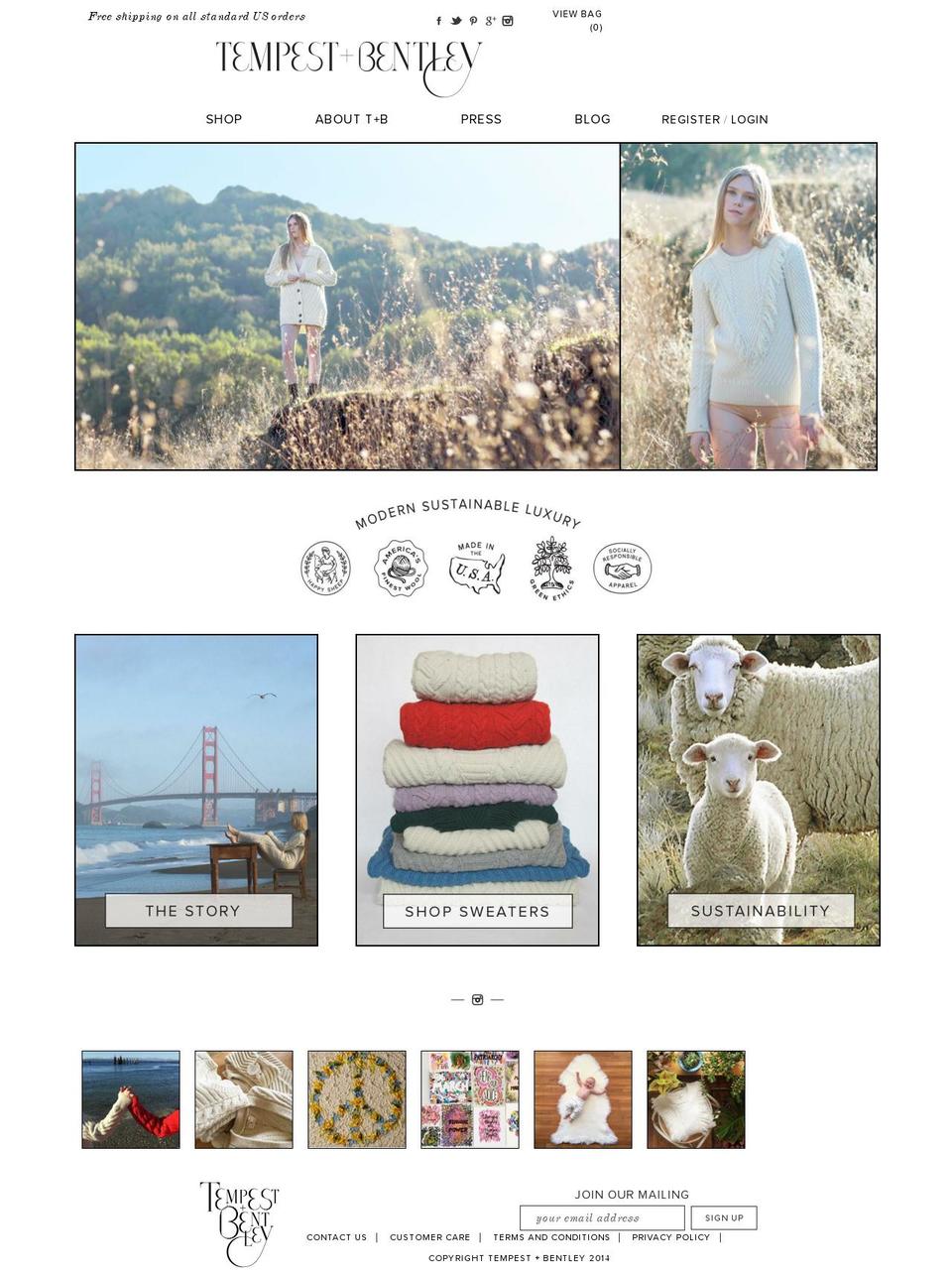 tempestandbentley.com — Shopify storefront screenshot