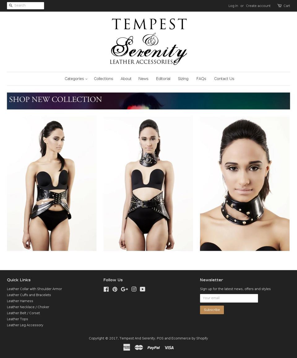 tempestandserenity.com shopify website screenshot
