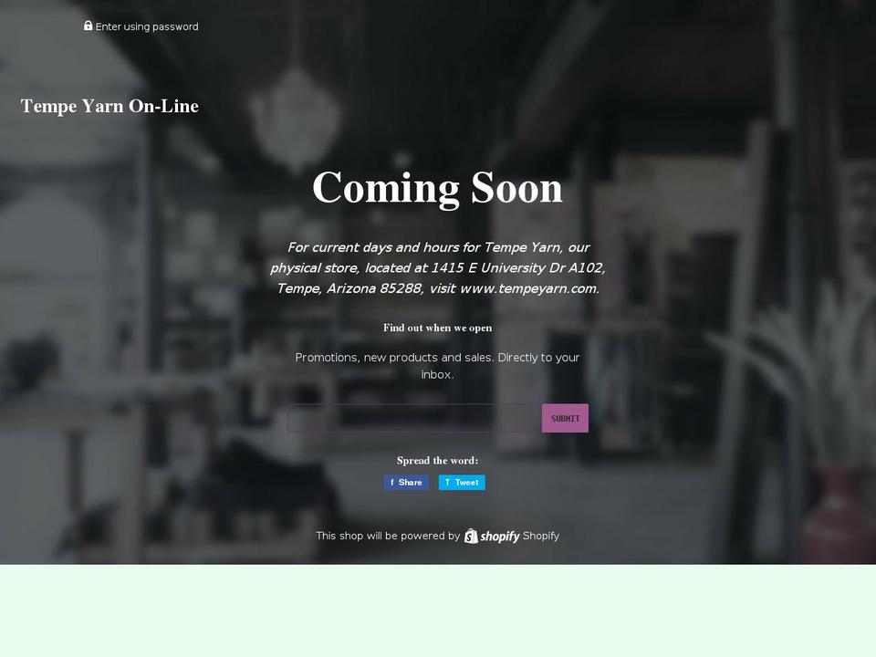 tempeyarnonline.com shopify website screenshot