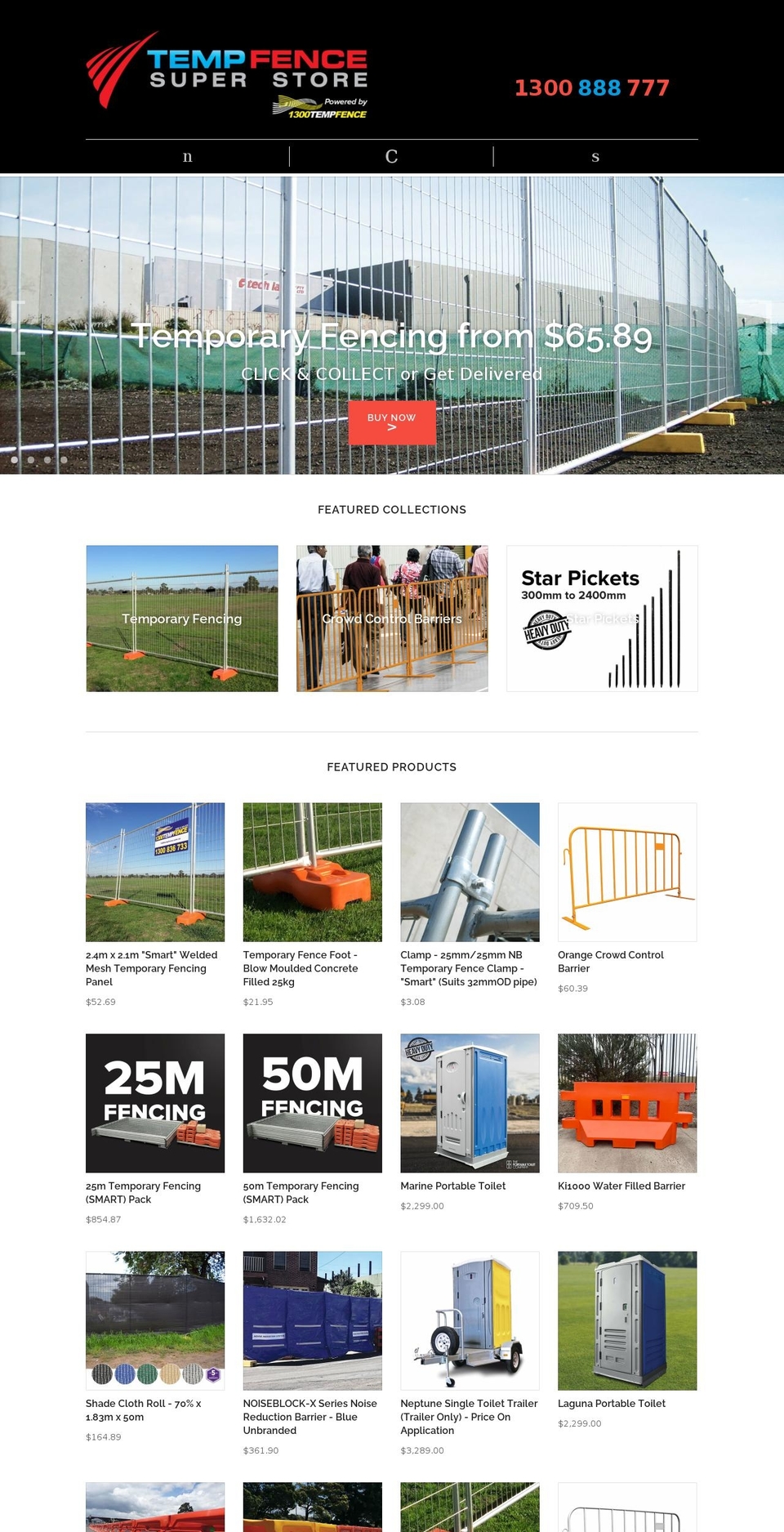 tempfencesuperstore.com.au shopify website screenshot