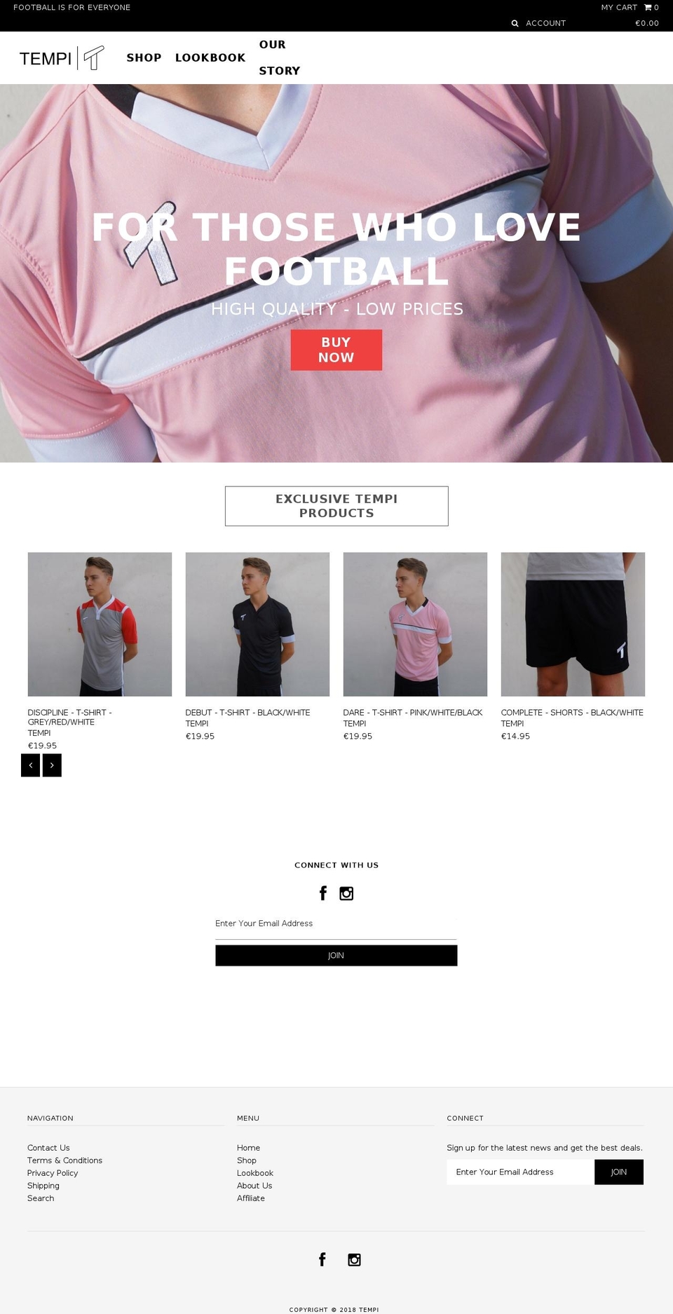 tempisports.com — Shopify storefront screenshot
