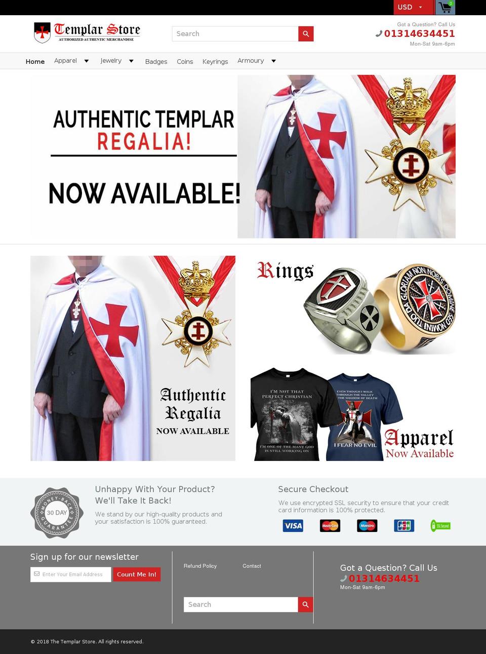 templarstore.com — Shopify storefront screenshot