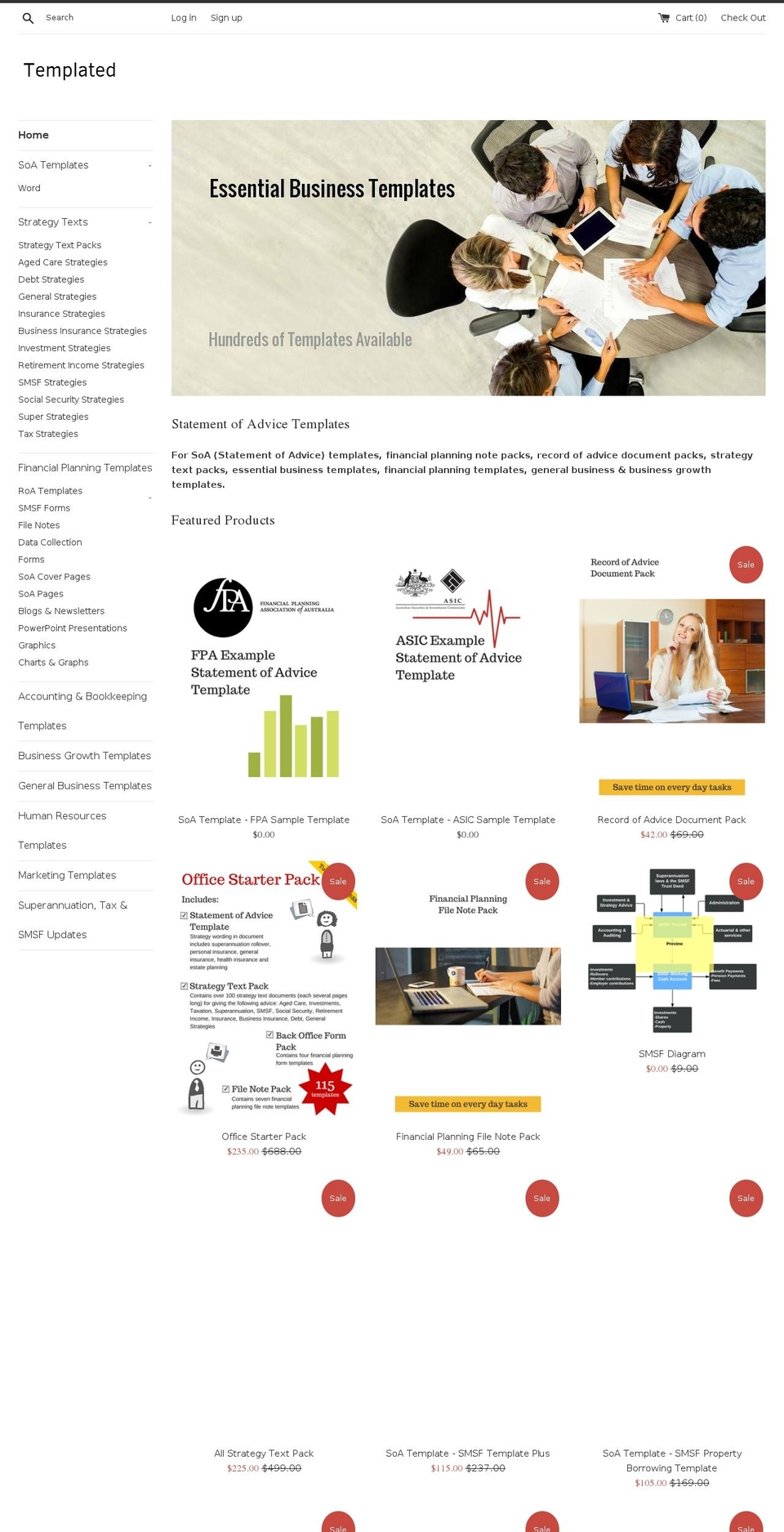 templated.com.au shopify website screenshot