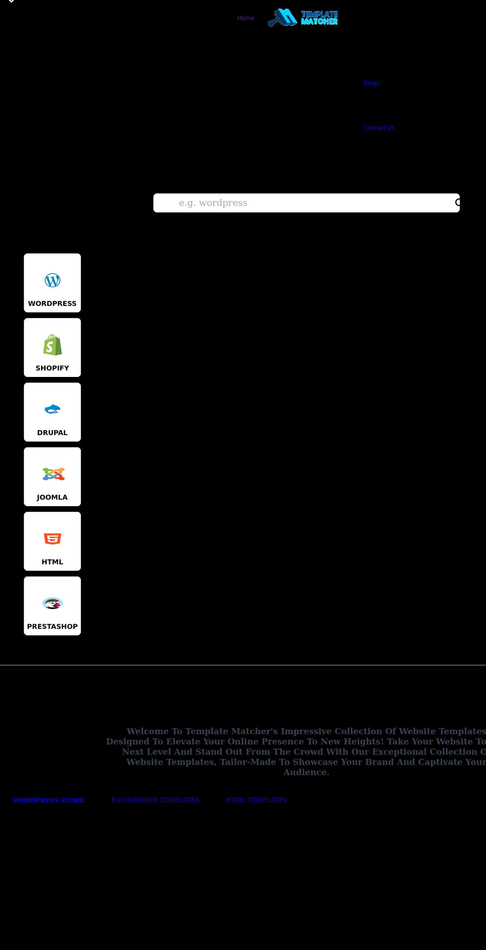 templatematcher.com shopify website screenshot