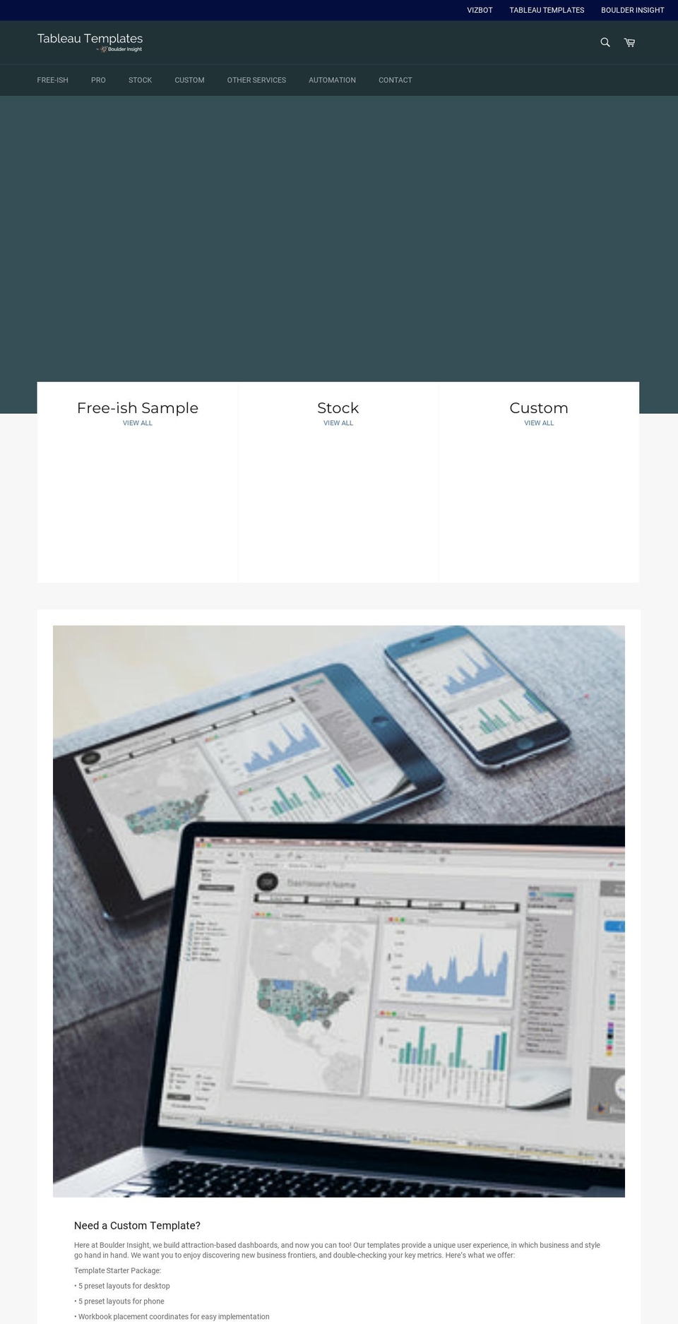 templatesfortableau.com — Shopify storefront screenshot